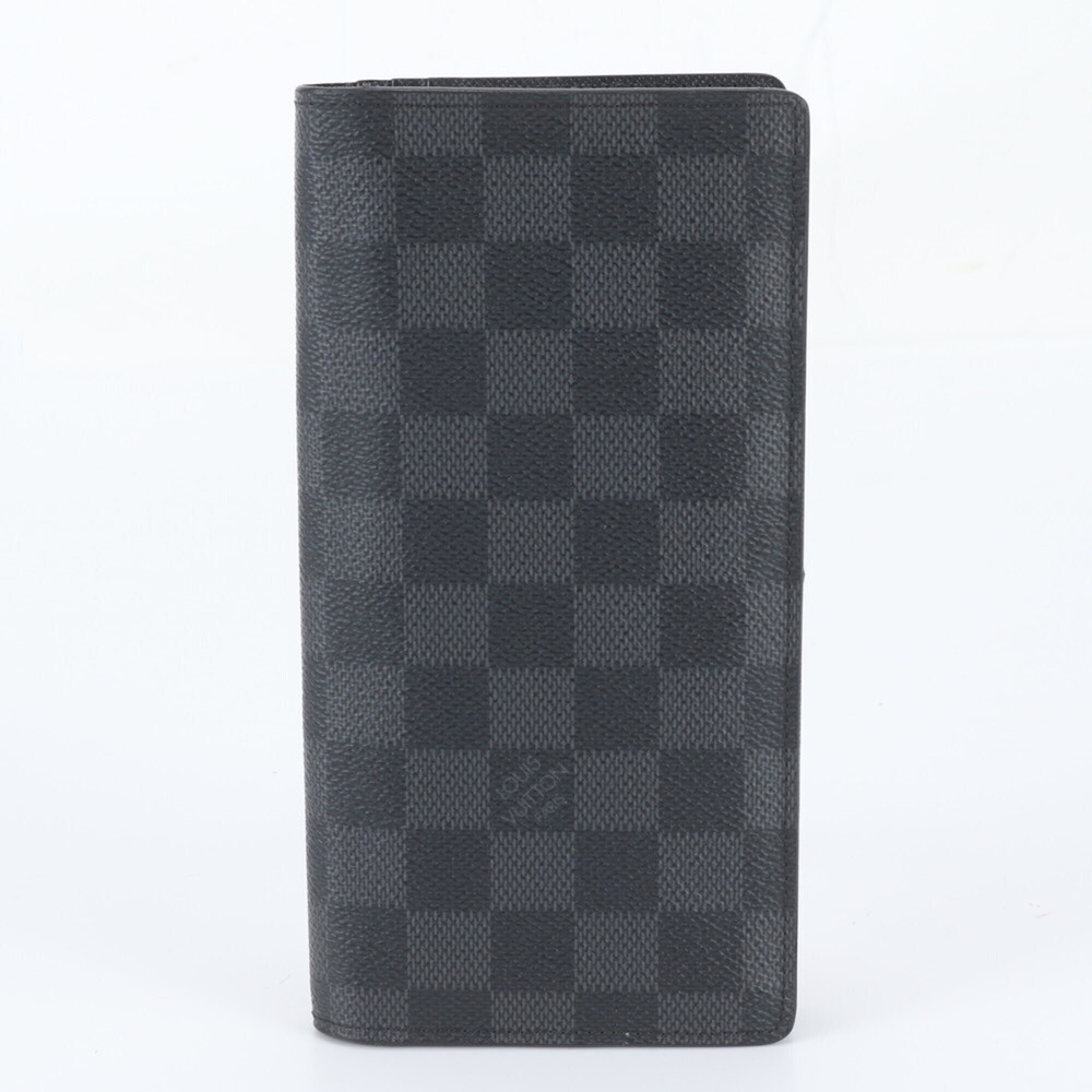 Louis Vuitton Damier Graphite Portefeuille Brazza N62665 Leather Long Wallet ...